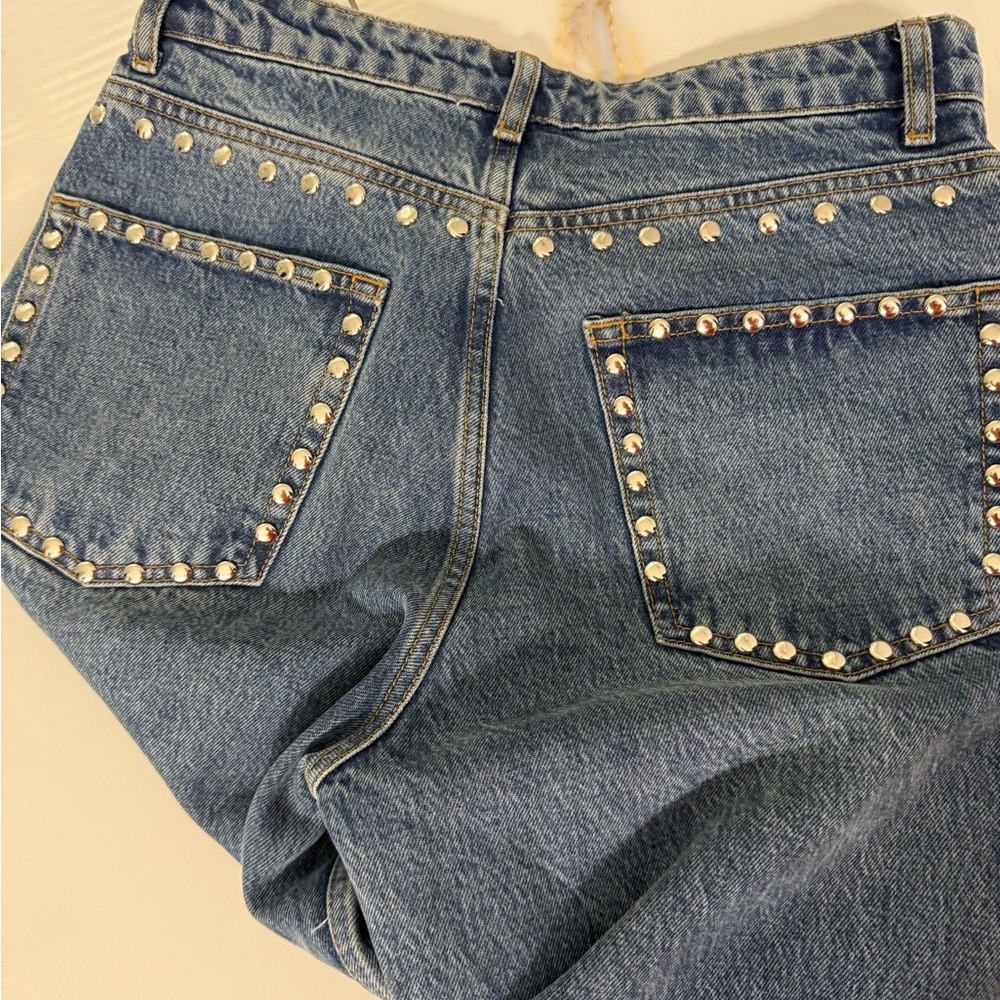 Reformation Cary Studded High Waist Slouchy Wide Leg Jeans